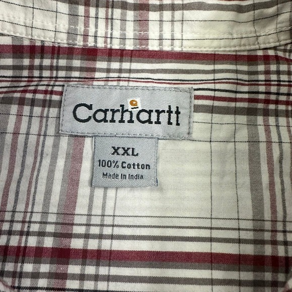 Carhartt Plaid Shirt Mens 2XL Casual Button Up Short Sleeve Chest Pocket - Picture 2 of 9